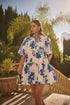 Aby Floral Dixie Split Neck Shift Dress